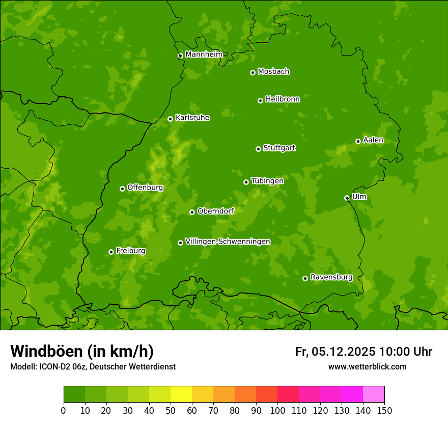 Modellkarten Windgeschwindigkeit