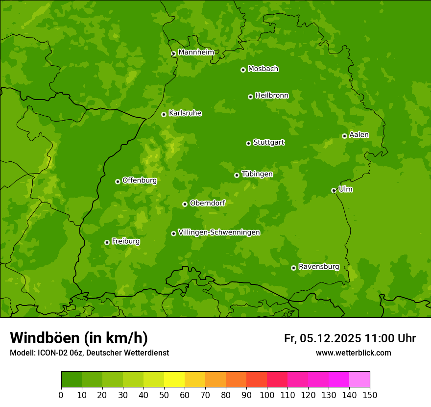 Modellkarten Windgeschwindigkeit