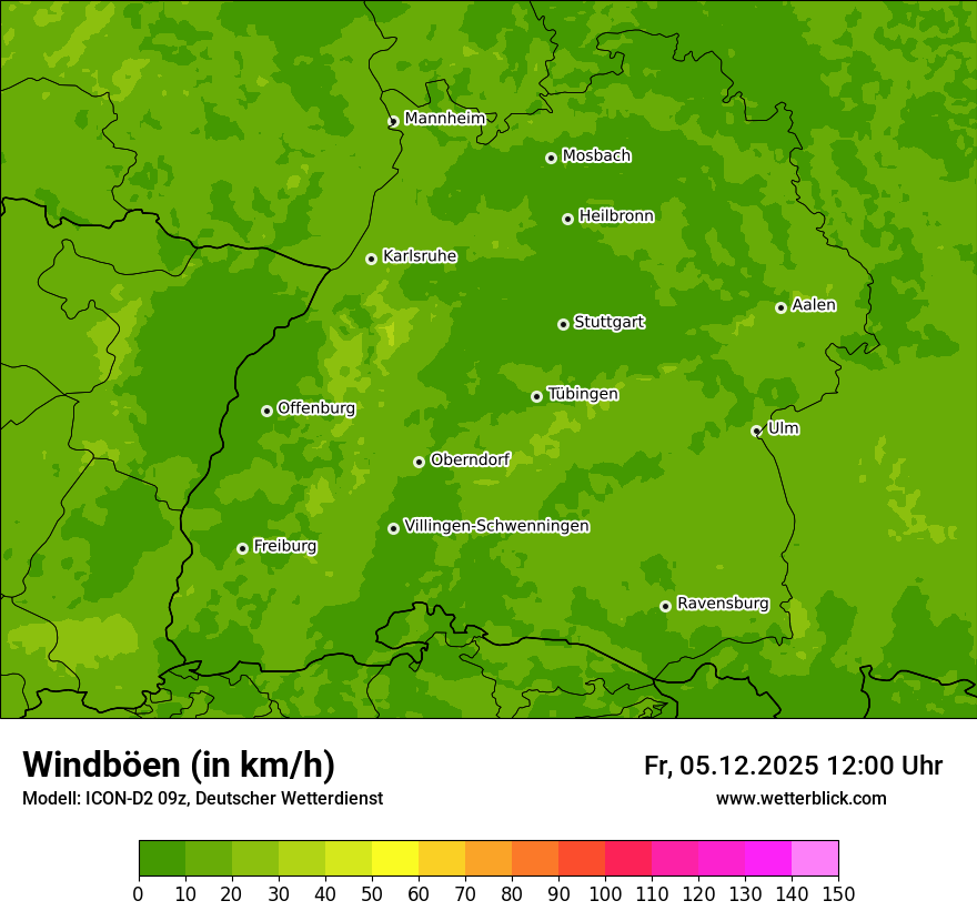 Modellkarten Windgeschwindigkeit