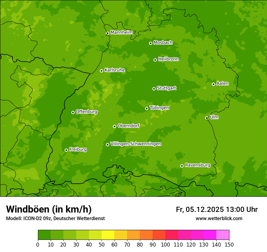 Modellkarten Windgeschwindigkeit