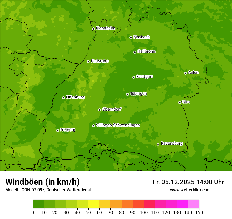 Modellkarten Windgeschwindigkeit