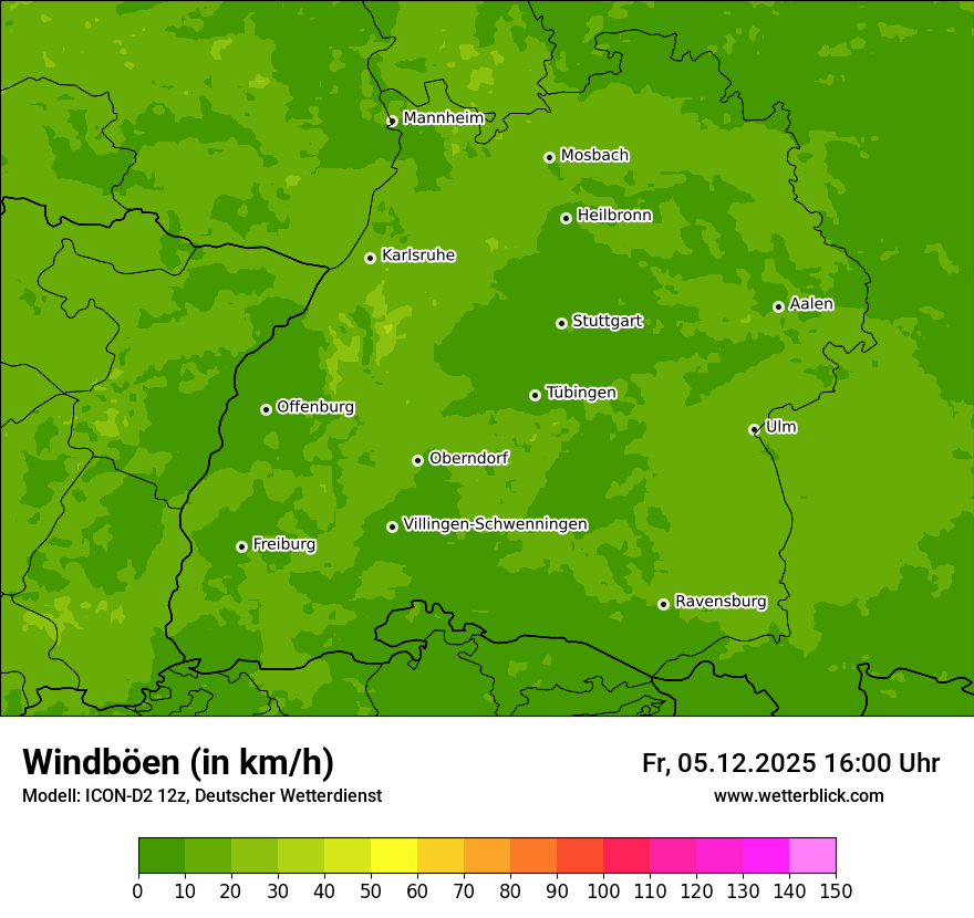 Modellkarten Windgeschwindigkeit