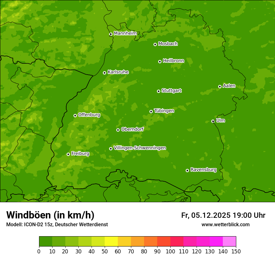 Modellkarten Windgeschwindigkeit