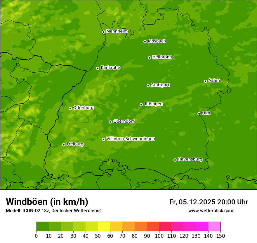 Modellkarten Windgeschwindigkeit