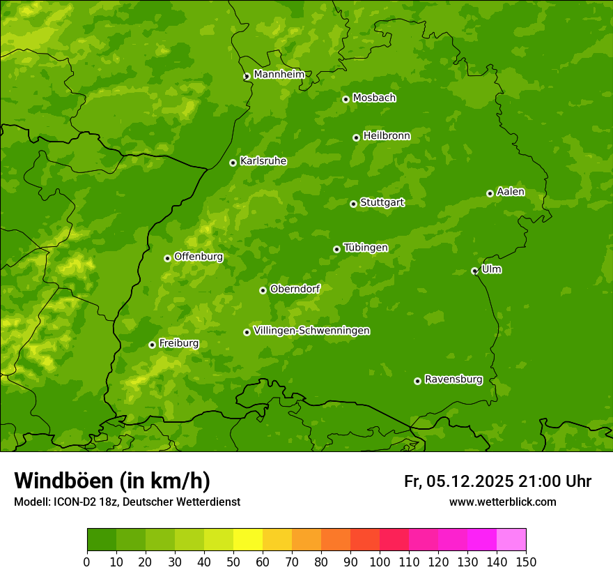 Modellkarten Windgeschwindigkeit