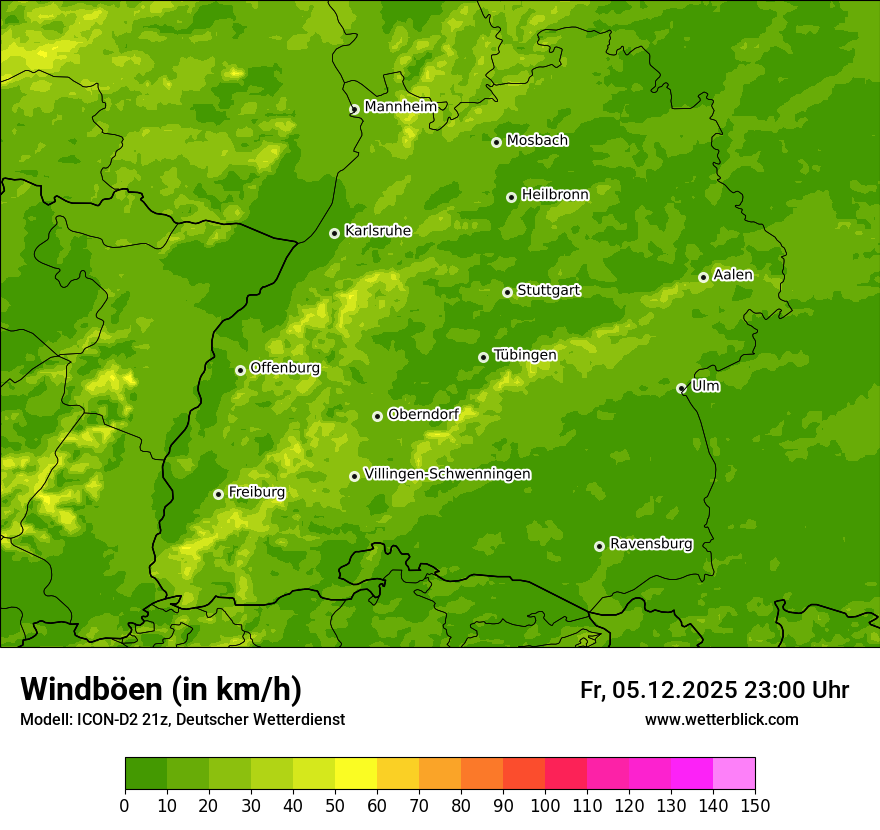 Modellkarten Windgeschwindigkeit