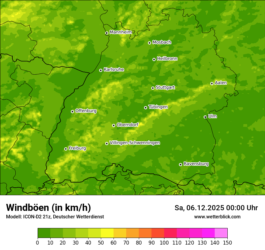 Modellkarten Windgeschwindigkeit