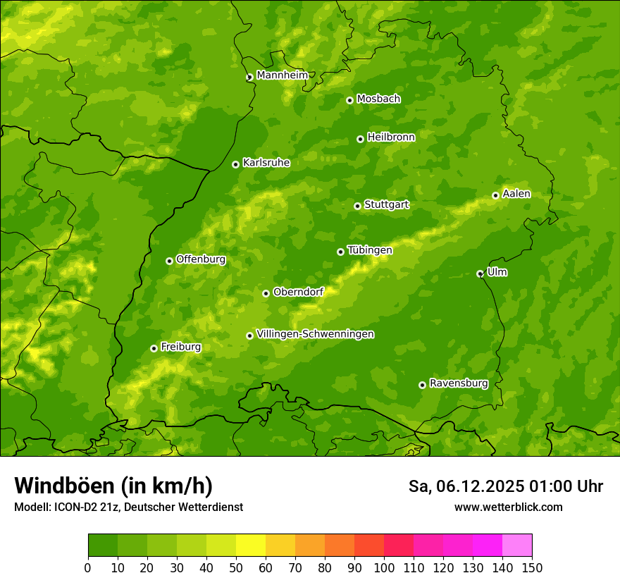 Modellkarten Windgeschwindigkeit