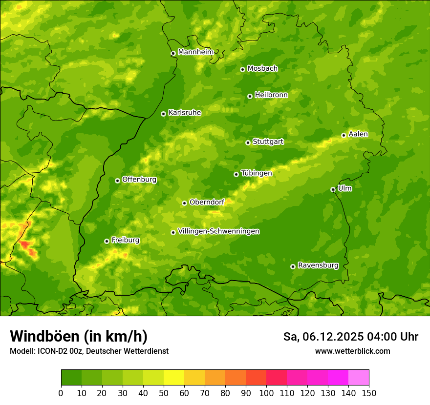 Modellkarten Windgeschwindigkeit