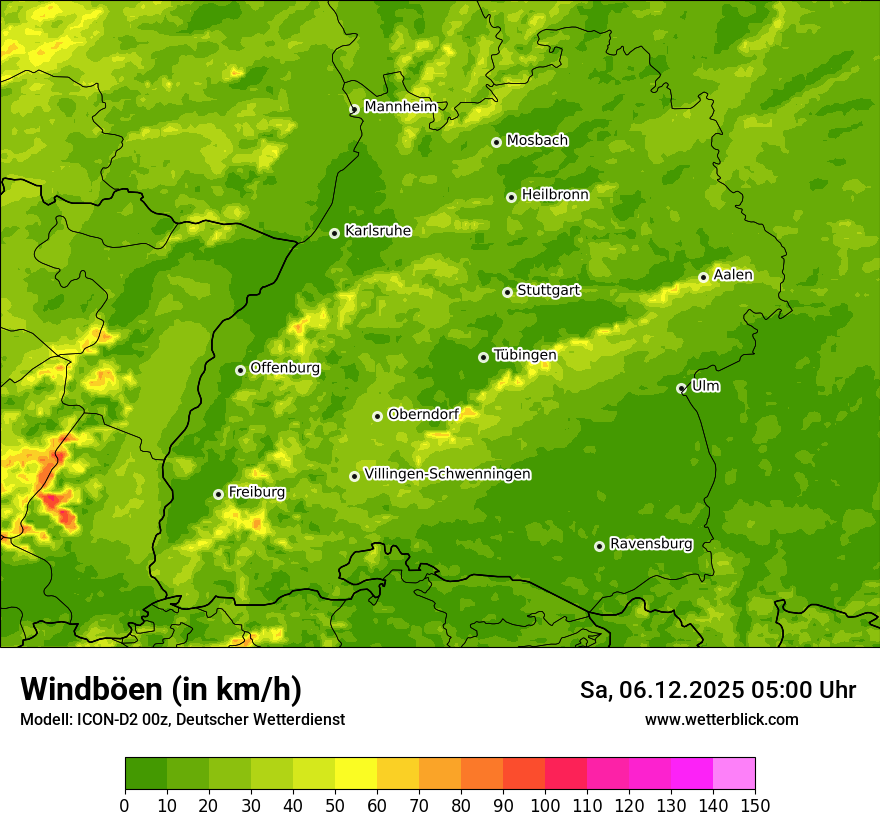 Modellkarten Windgeschwindigkeit