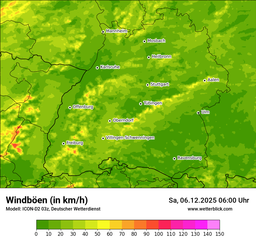 Modellkarten Windgeschwindigkeit
