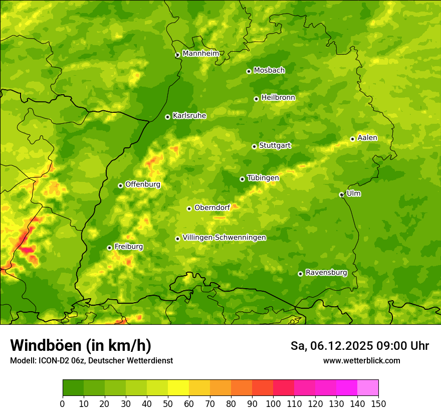 Modellkarten Windgeschwindigkeit