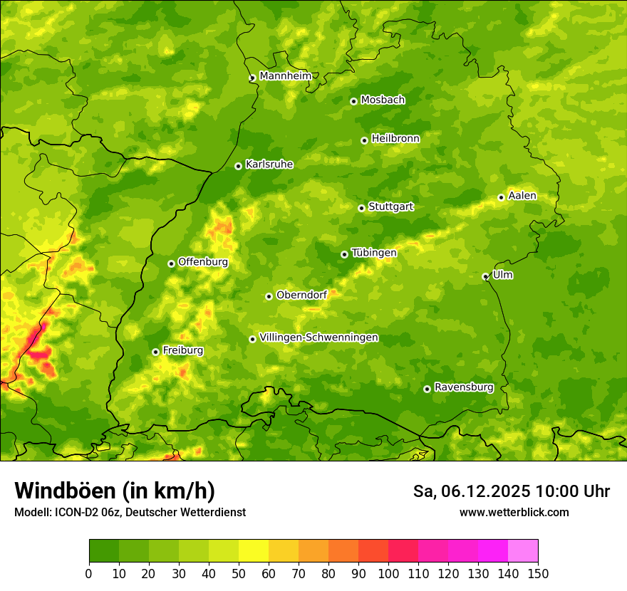 Modellkarten Windgeschwindigkeit