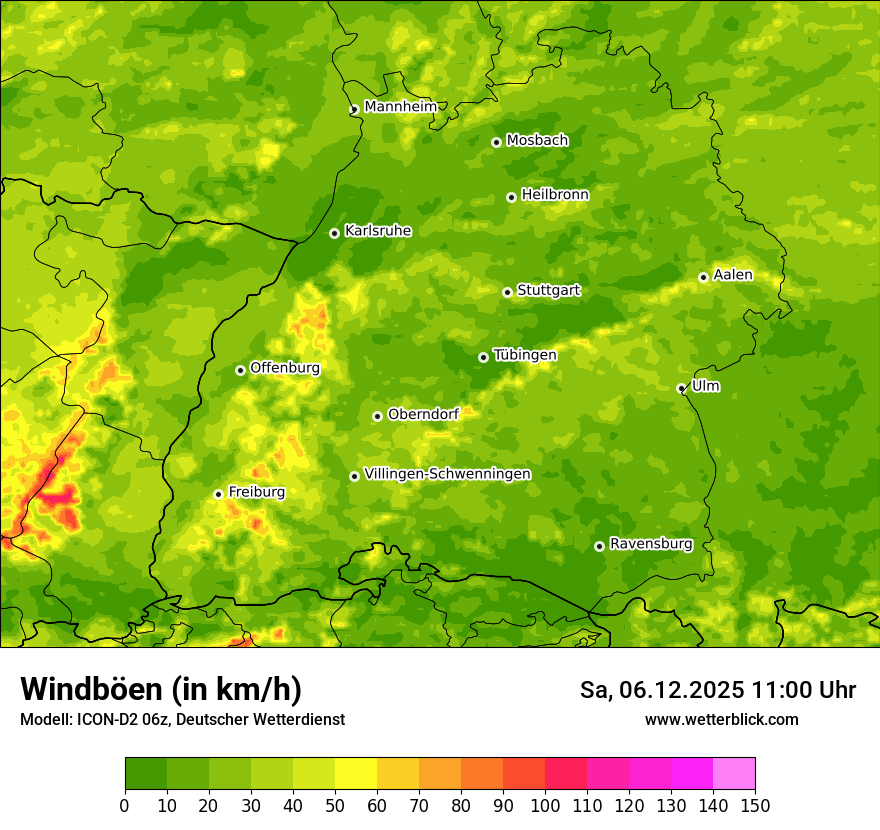 Modellkarten Windgeschwindigkeit