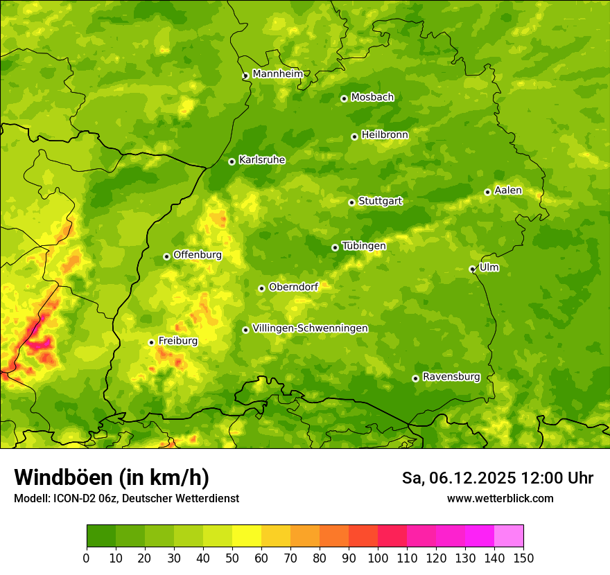 Modellkarten Windgeschwindigkeit