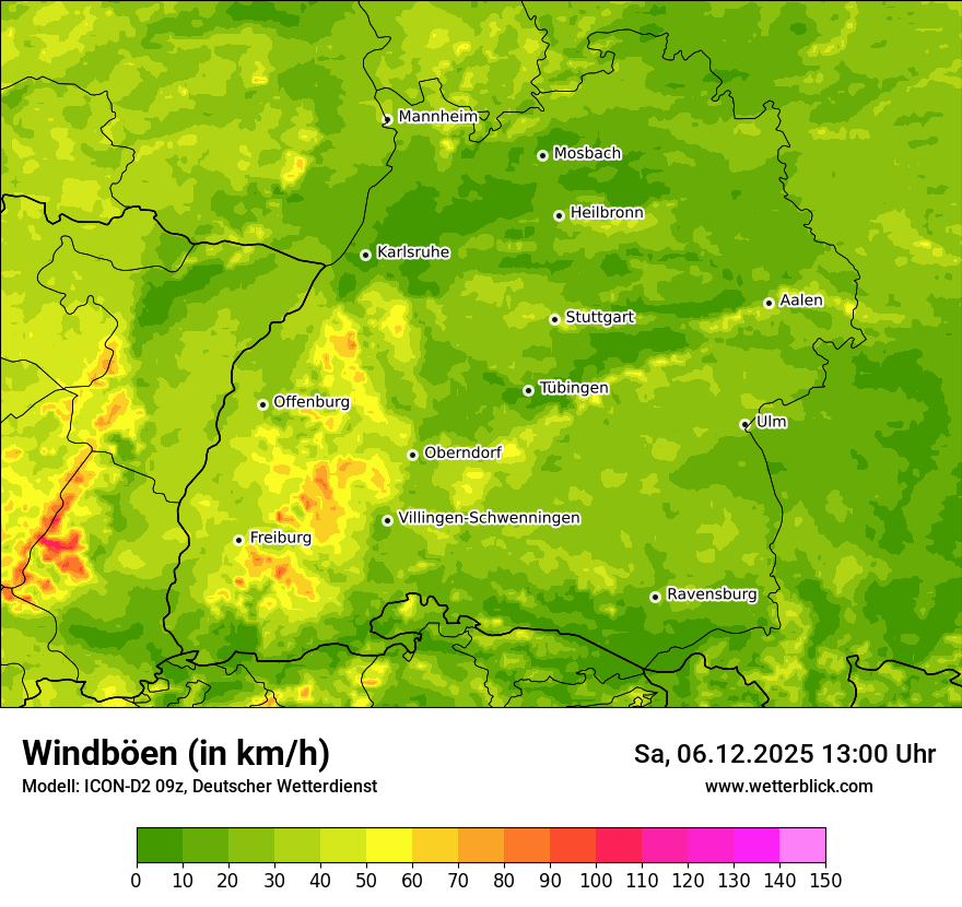 Modellkarten Windgeschwindigkeit