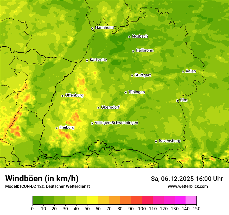 Modellkarten Windgeschwindigkeit
