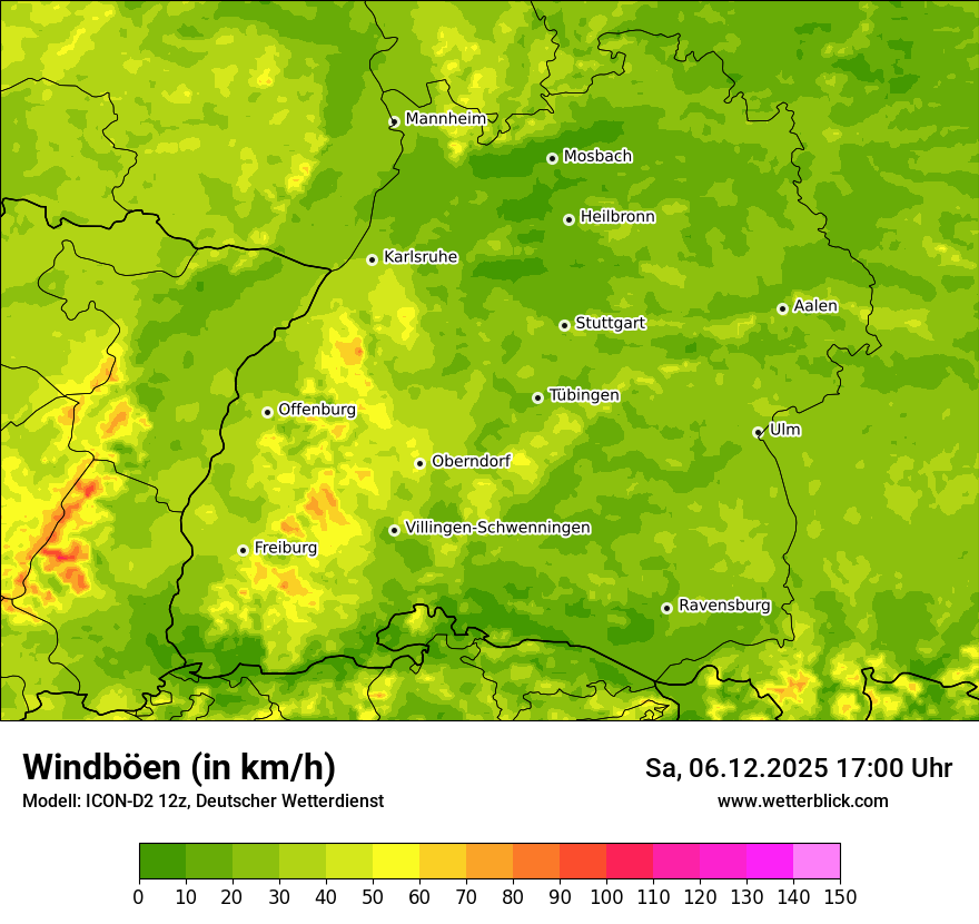 Modellkarten Windgeschwindigkeit