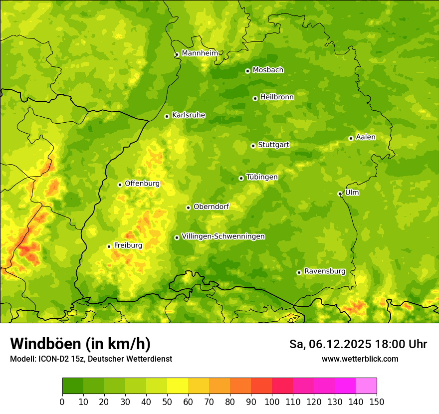 Modellkarten Windgeschwindigkeit