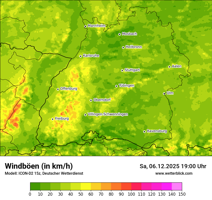 Modellkarten Windgeschwindigkeit