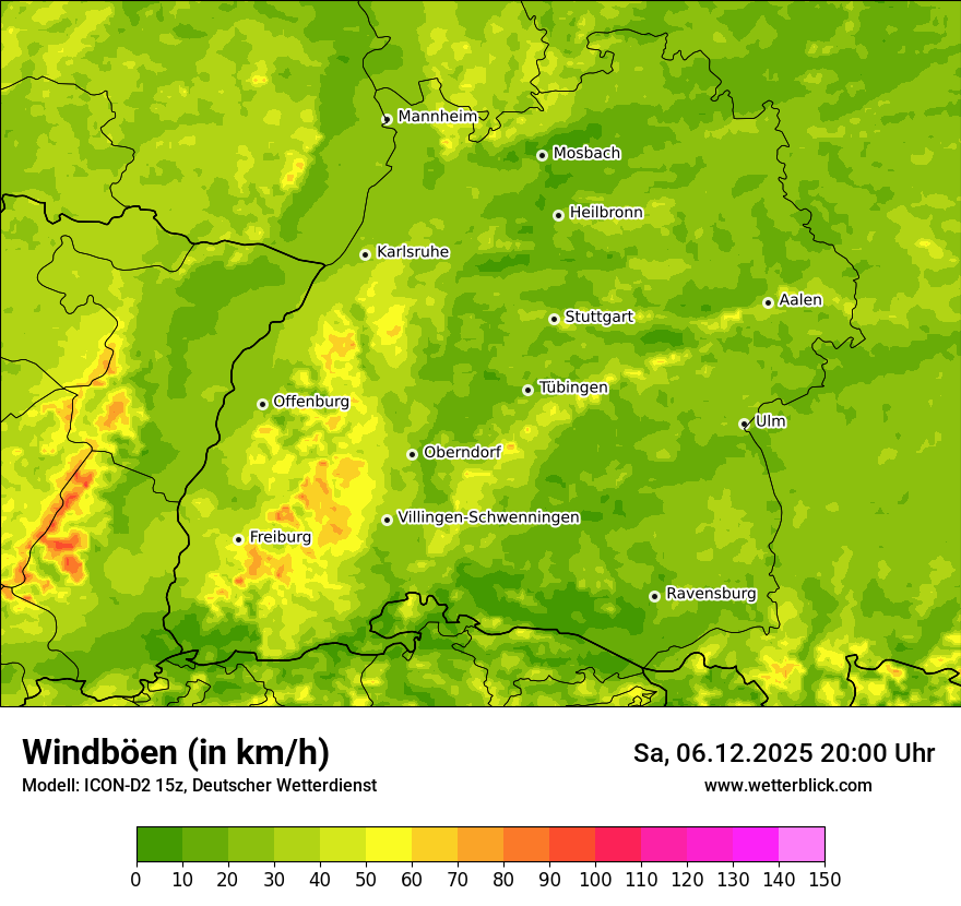 Modellkarten Windgeschwindigkeit