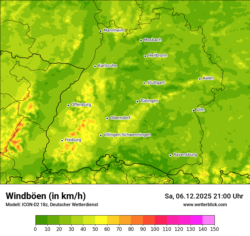 Modellkarten Windgeschwindigkeit