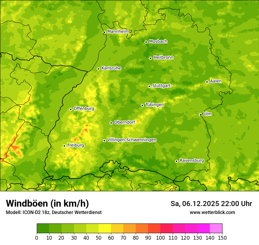 Modellkarten Windgeschwindigkeit