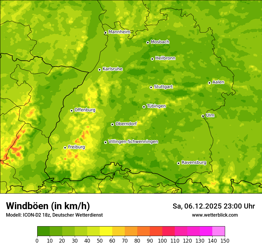 Modellkarten Windgeschwindigkeit