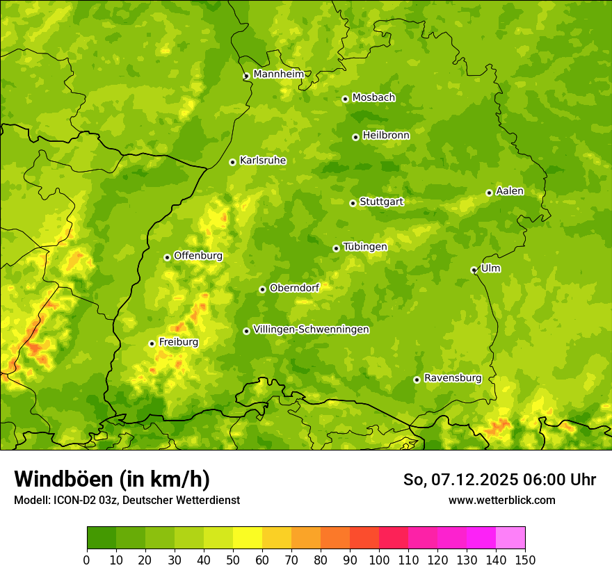 Modellkarten Windgeschwindigkeit