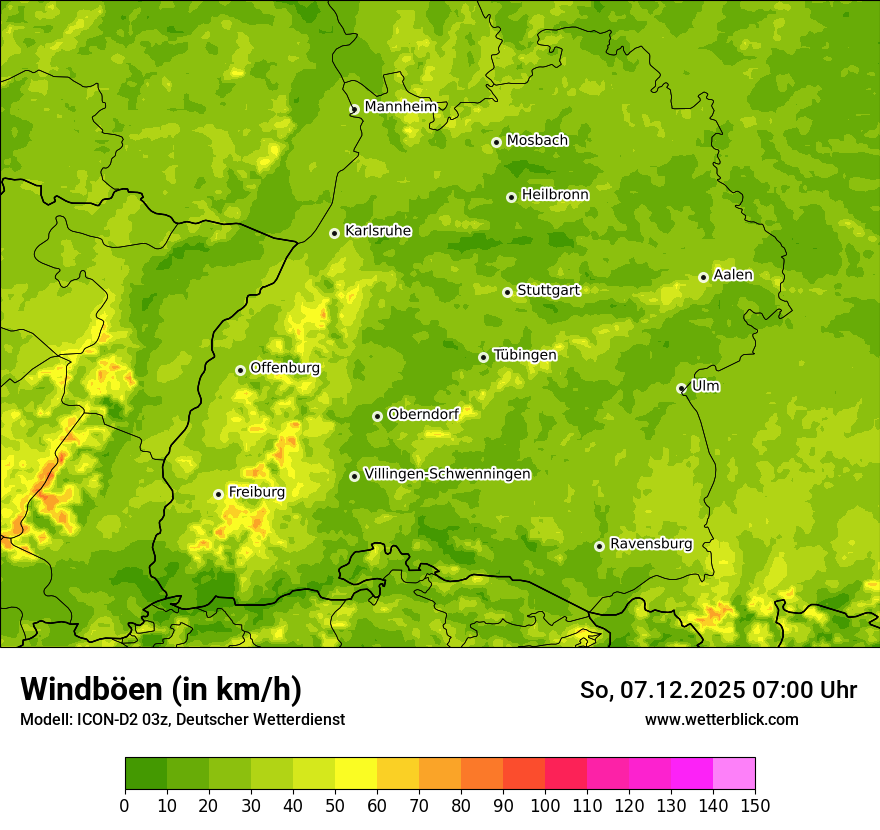 Modellkarten Windgeschwindigkeit