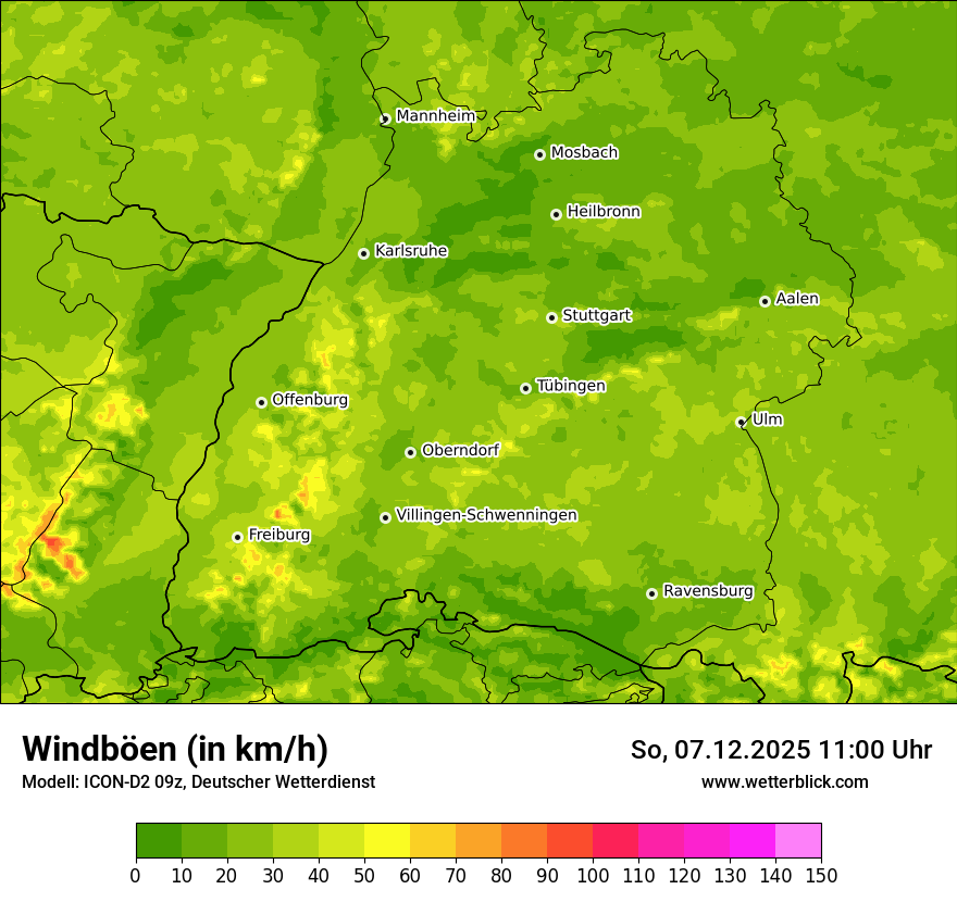 Modellkarten Windgeschwindigkeit