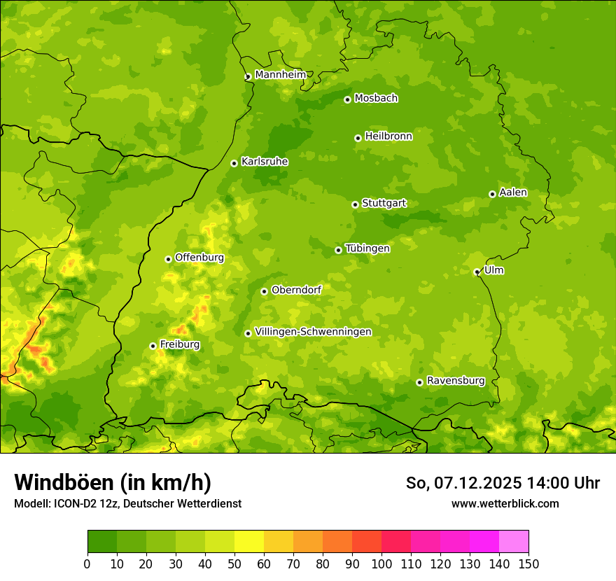 Modellkarten Windgeschwindigkeit