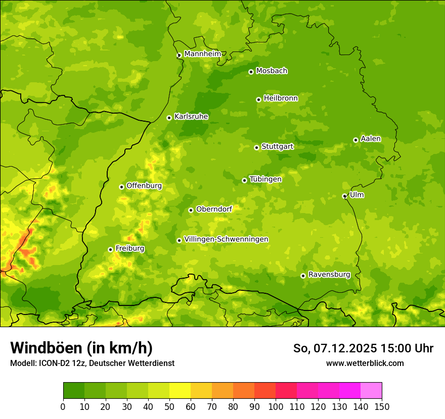 Modellkarten Windgeschwindigkeit