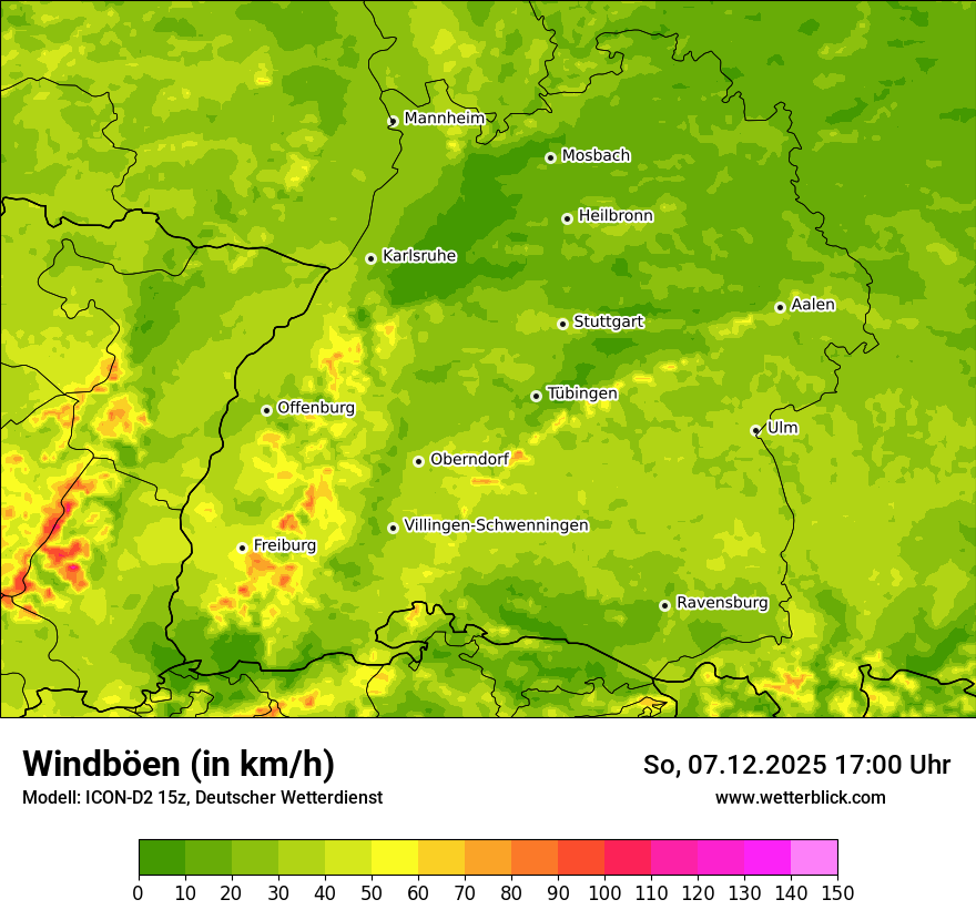 Modellkarten Windgeschwindigkeit