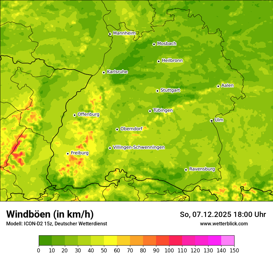 Modellkarten Windgeschwindigkeit