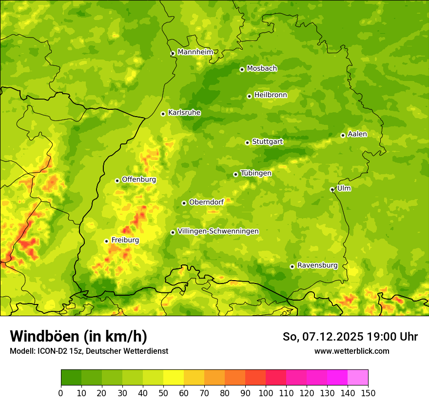 Modellkarten Windgeschwindigkeit