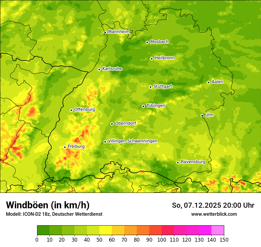Modellkarten Windgeschwindigkeit