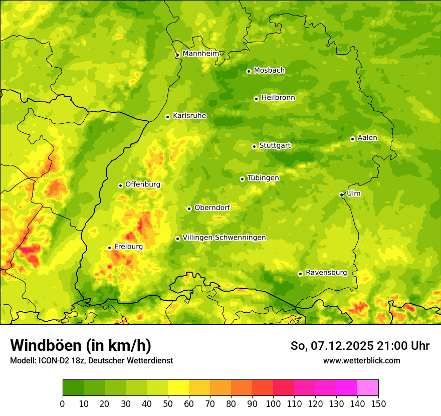 Modellkarten Windgeschwindigkeit