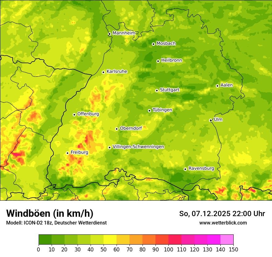 Modellkarten Windgeschwindigkeit