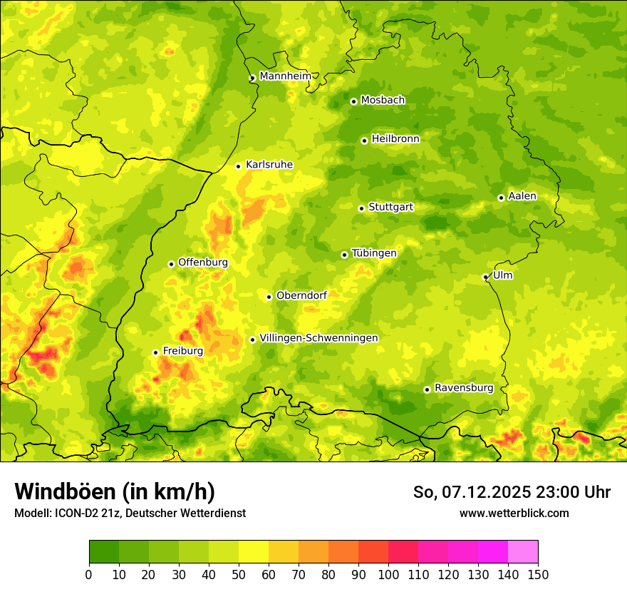 Modellkarten Windgeschwindigkeit