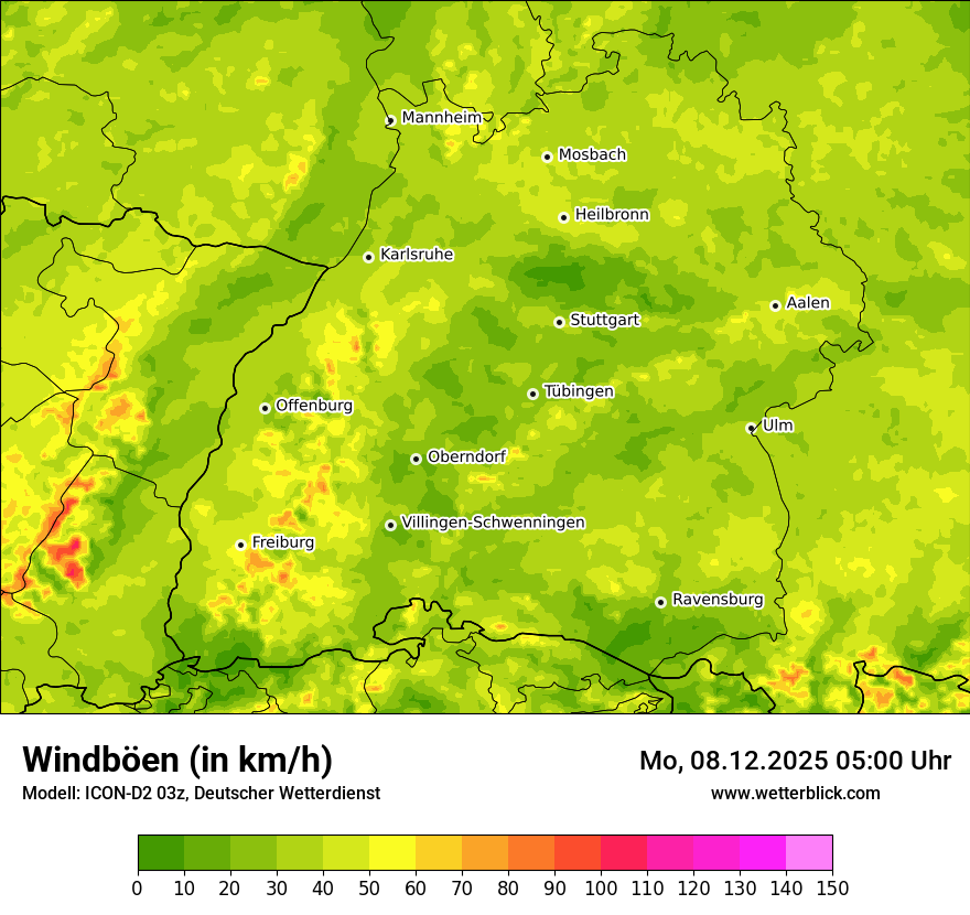 Modellkarten Windgeschwindigkeit