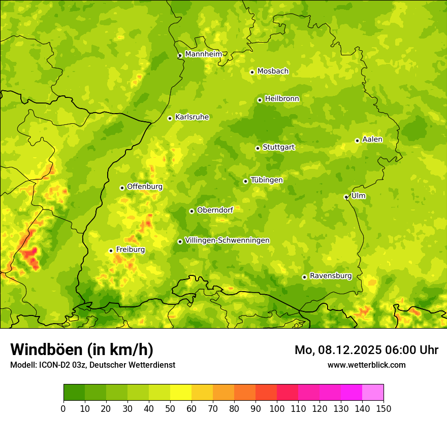 Modellkarten Windgeschwindigkeit