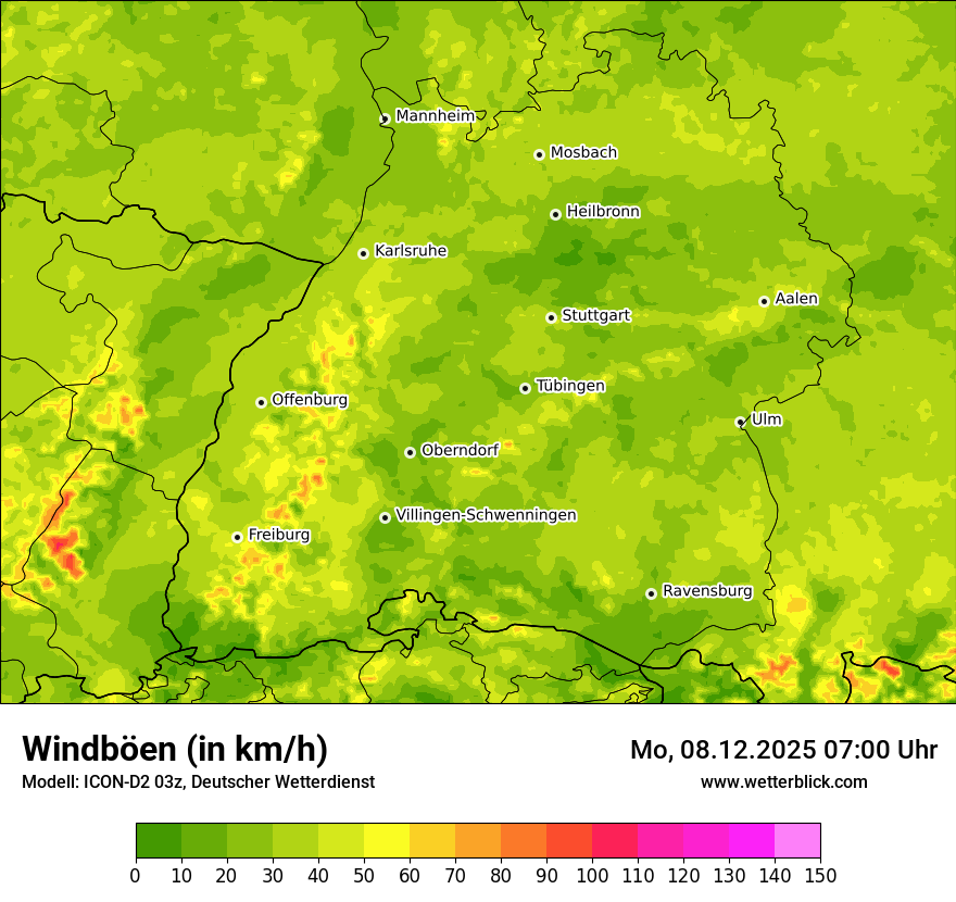 Modellkarten Windgeschwindigkeit