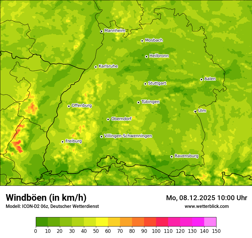 Modellkarten Windgeschwindigkeit