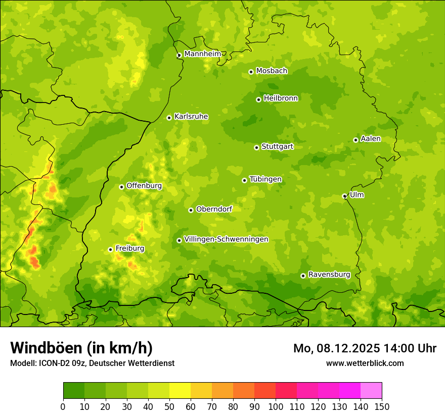 Modellkarten Windgeschwindigkeit