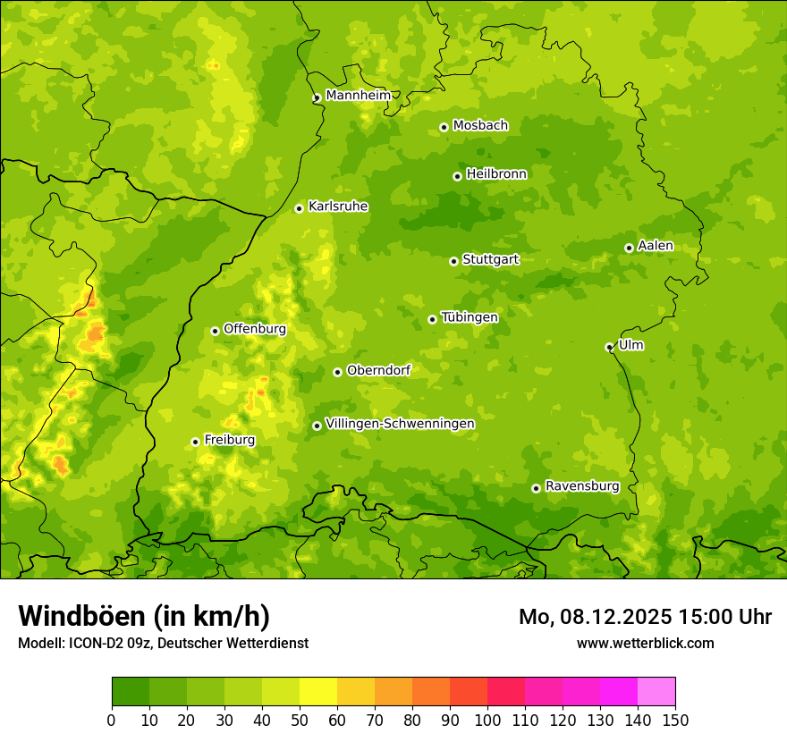 Modellkarten Windgeschwindigkeit