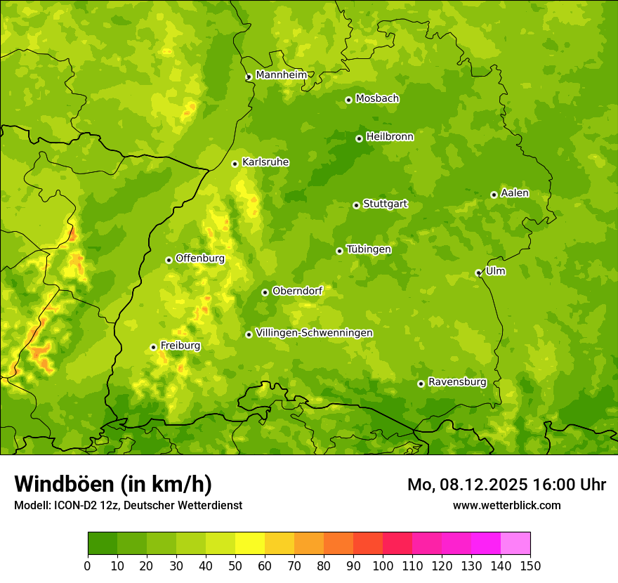 Modellkarten Windgeschwindigkeit