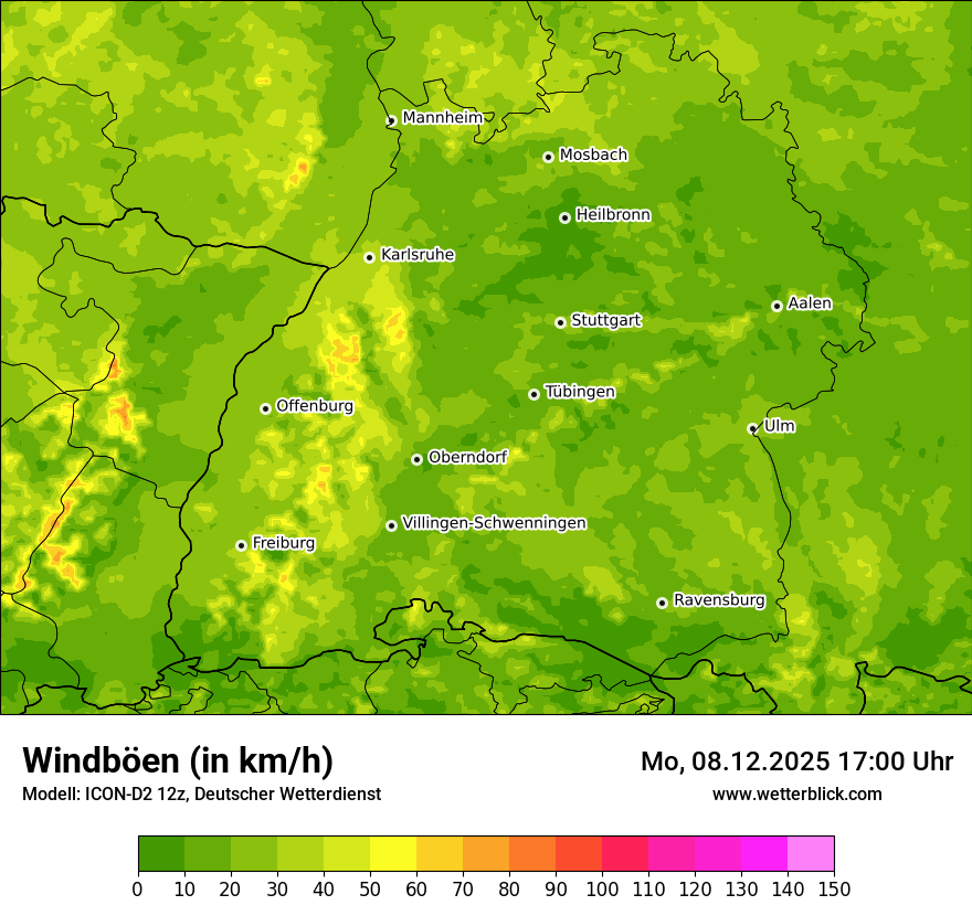 Modellkarten Windgeschwindigkeit