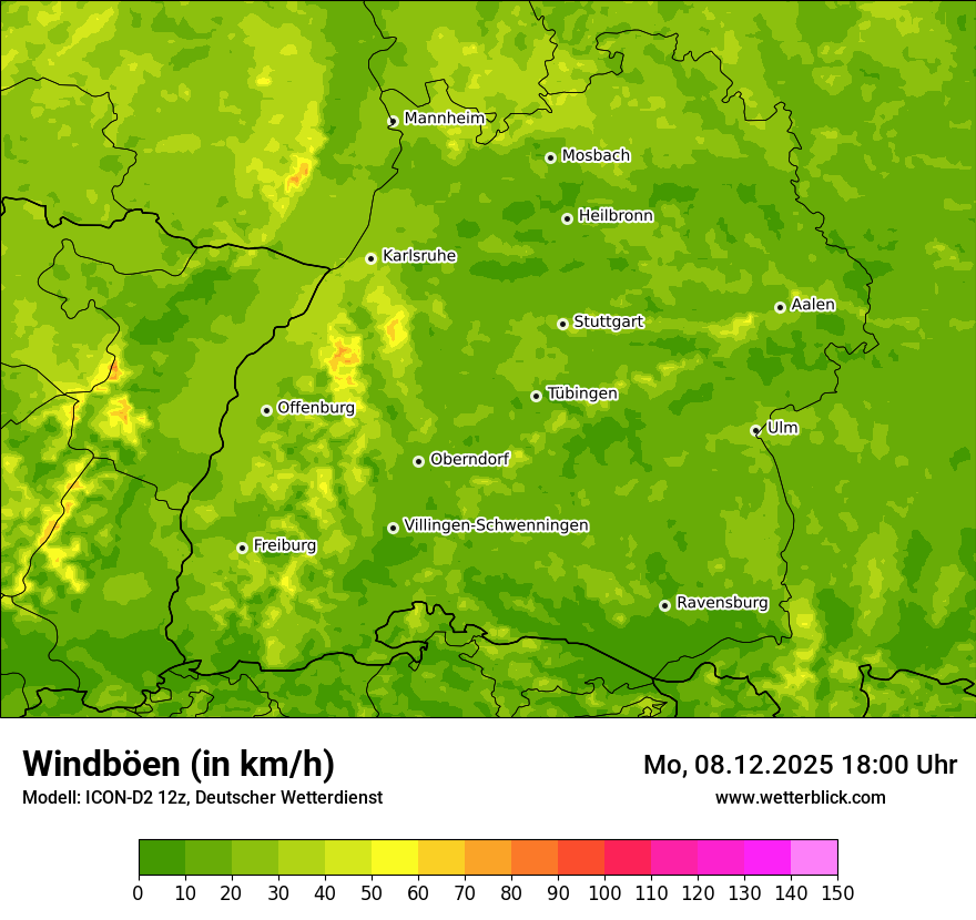 Modellkarten Windgeschwindigkeit