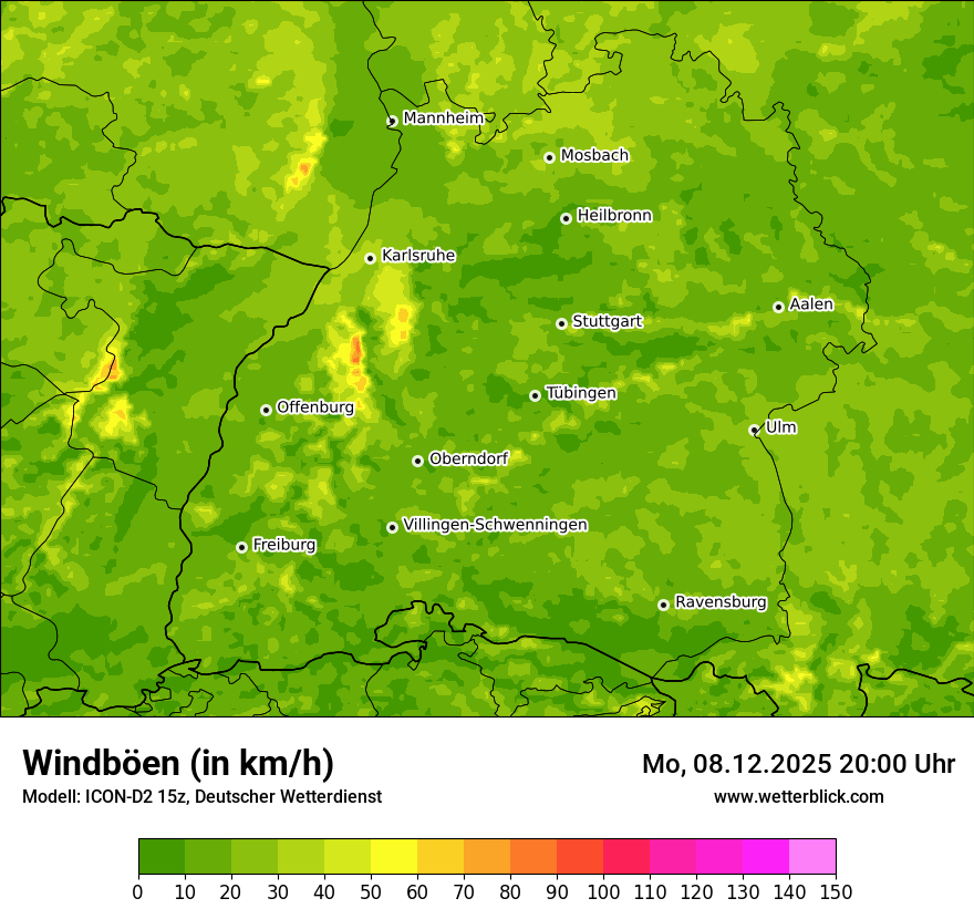 Modellkarten Windgeschwindigkeit